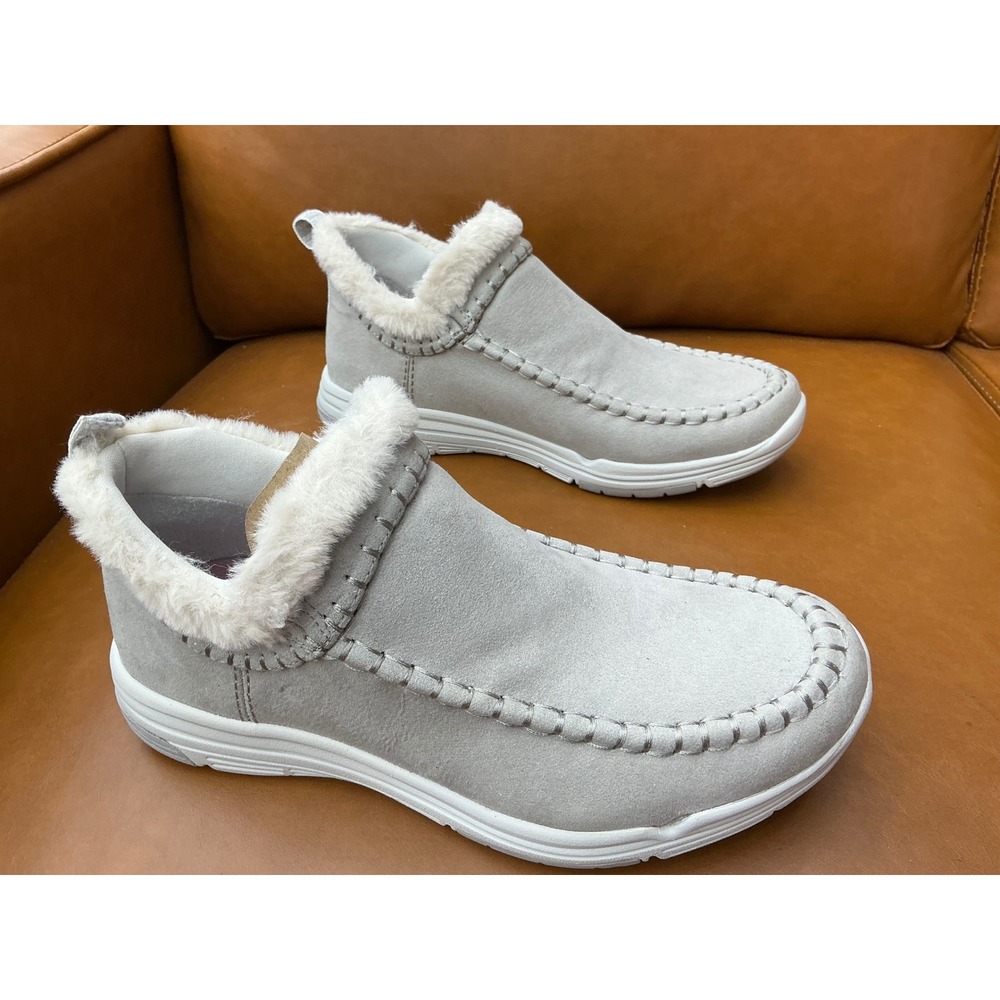 Ryka Ariana Slip On Shoes Womens 7.5 Grey Water Repellent Faux Fur Lined